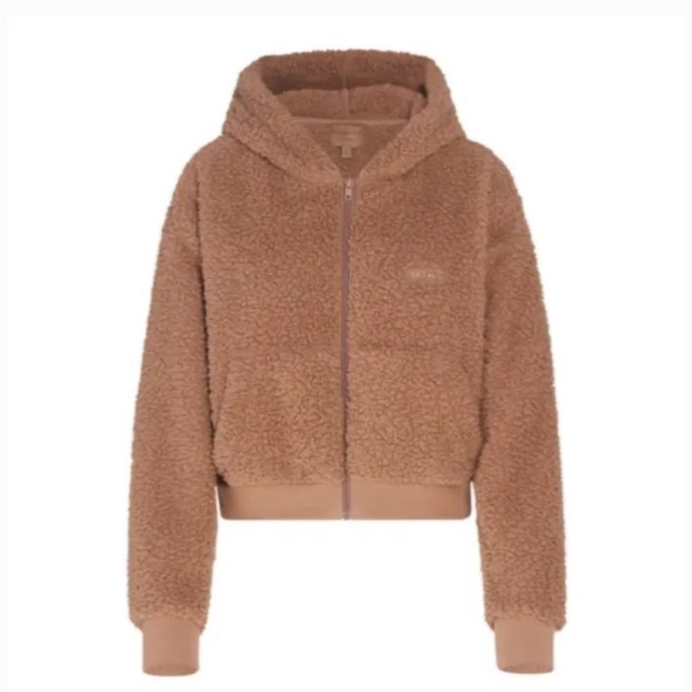 SKIMS Women’s Cozy Knit Zip Up Hoodie Jacket Tigers Eye